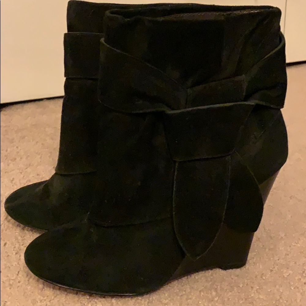 Black suede Paris Hilton booties